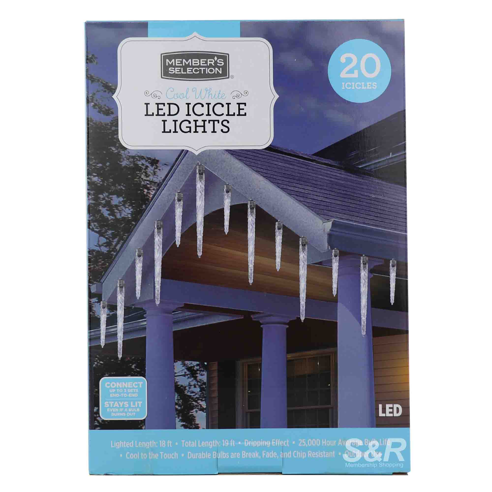 Member's Selection Cool White LED Icicle Lights 20pcs Member's Selection Cool White LED Icicle Lights 20pcs